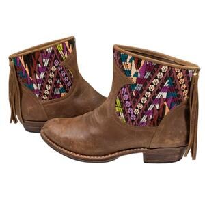 Handmade Artisan Distressed Leather Booties EUC Size 8    S3188